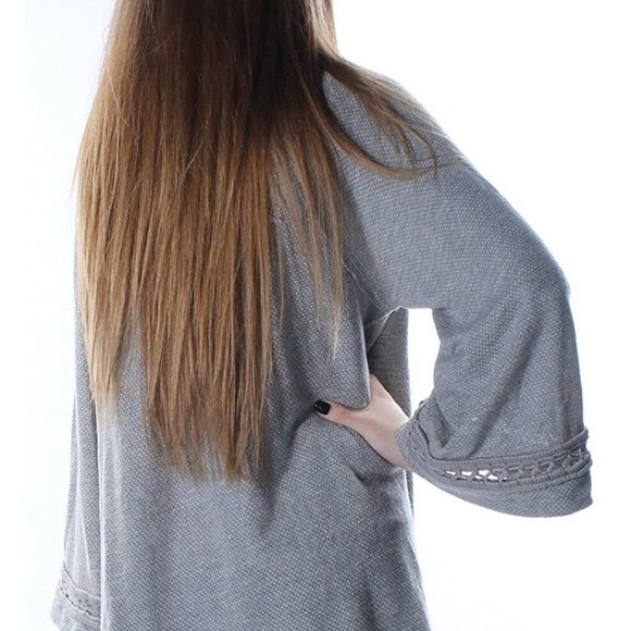 Free People Grey Textured Knit Long Sleeve Sweater (Boho/Slouchy Fit) - Size XS - Picture 11 of 11